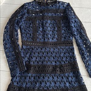 Self Portrait dress M Above knee Black and navy cutout star shapes EUC